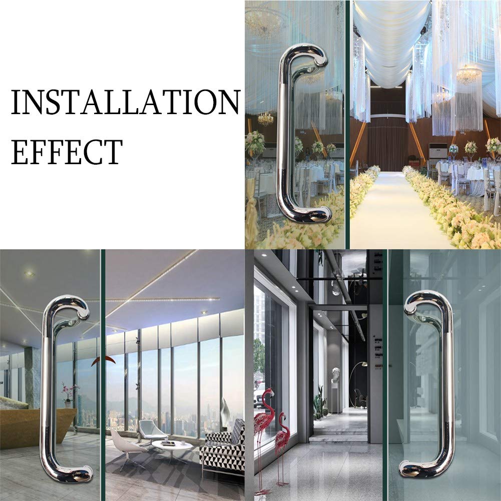 Tirador de puerta de vidrio de granero para puertas correderas, instalación de doble cara, acero inoxidable cromado, estilo moderno para oficina, centro comercial, hogar, ducha, habitación, E, 600 mm