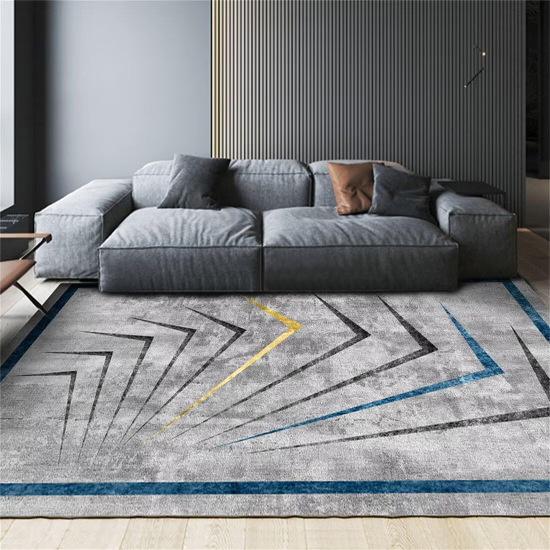 Tapis de jeux moderne abstrait gris pour aménager un coin enfant dans le salon