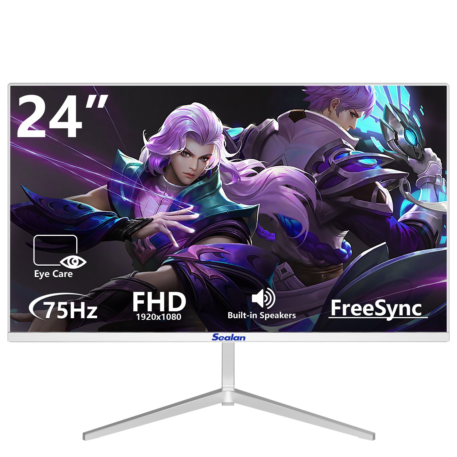Sealan 24 inch Computer Gaming Monitor 100Hz Refresh Rate 16:9 Aspect Ratio 1080P Display HDMI Ports with Frame-Less/Tilt/Ergonomic for Office and