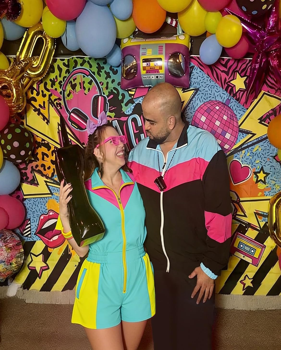 UOUA 80s Outfit Women 90s Jumpsuit Costume One-Piece Workout Track Suit Party Retro Clothing - Image 4