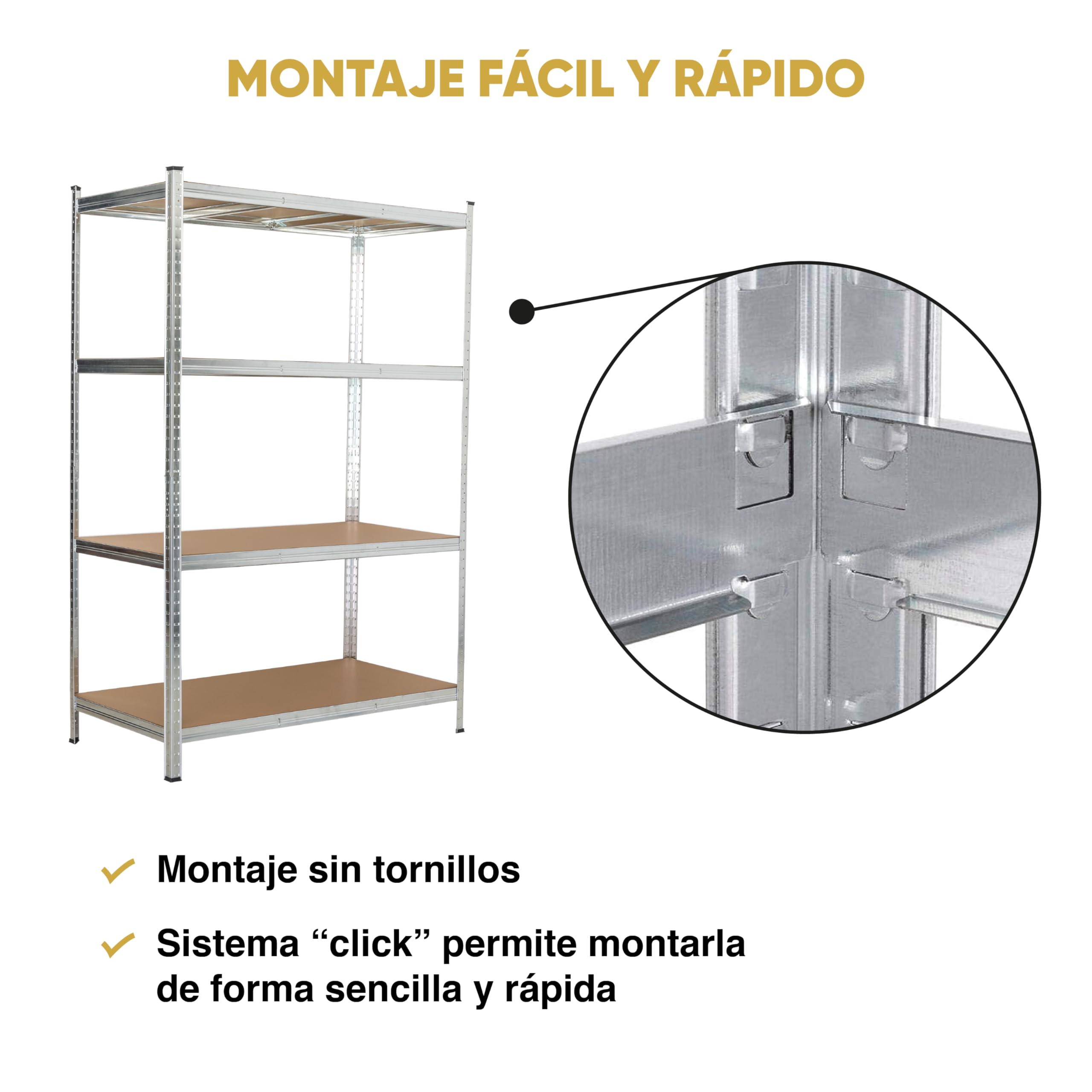 KG KITGARDEN Scaffale metallico in acciaio zincato con 4 ripiani in MDF, 180 x 120 x 60 cm