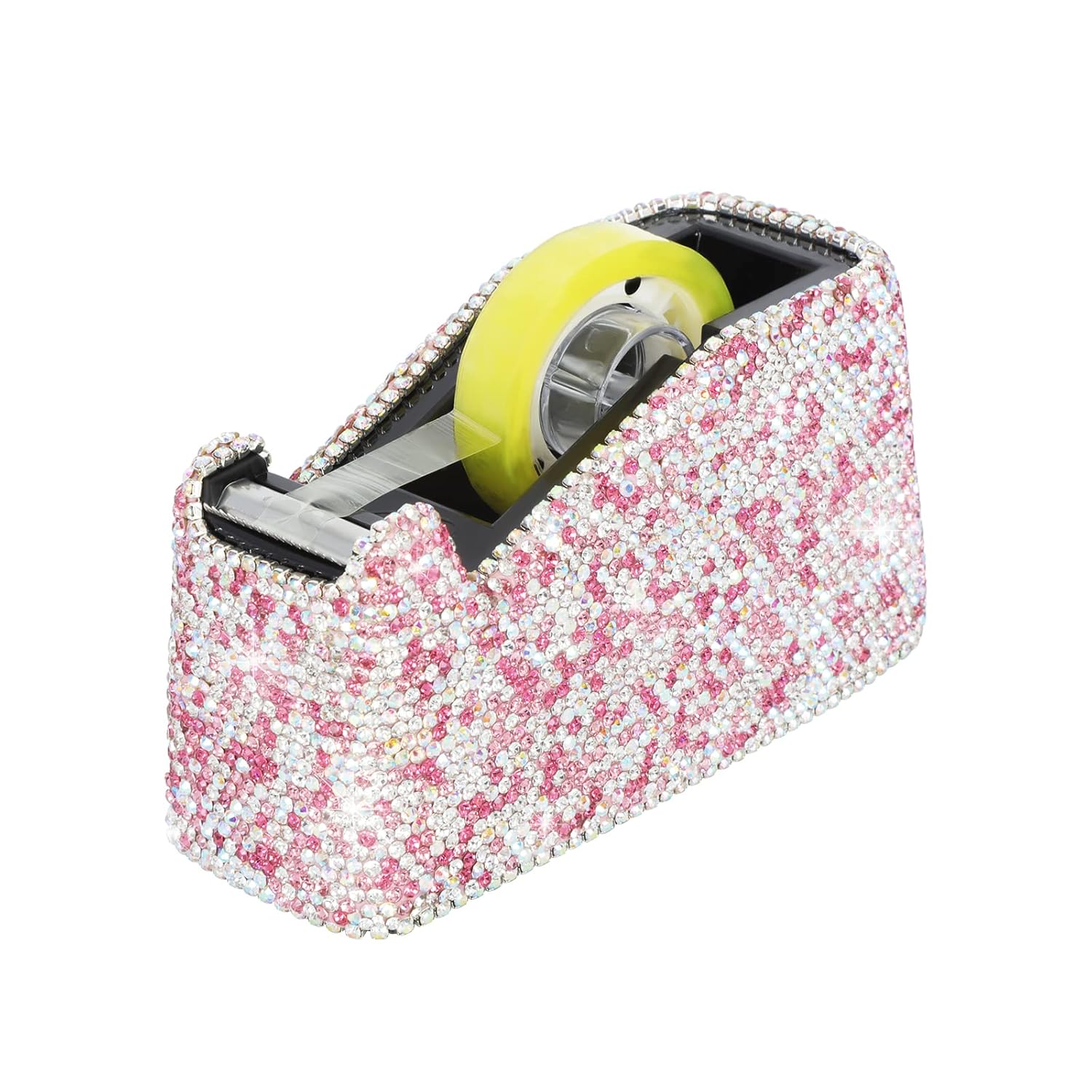 Bling Crystal Luxury Handmade Diamond Desktop Tape Dispenser for Fashion Girls Women (Pink)