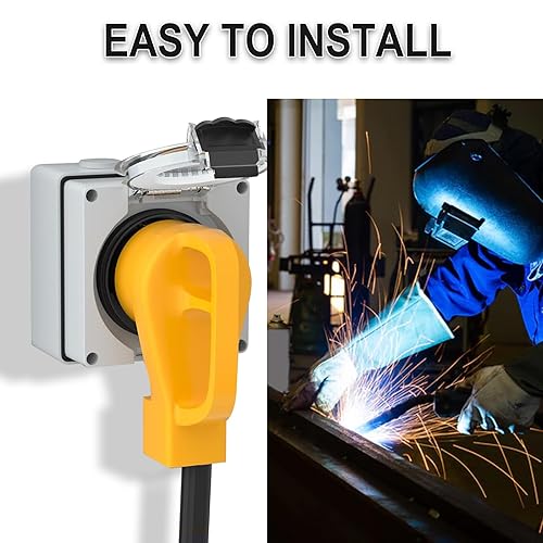 Miniatura 4 de Caja de toma de corriente de 50 amperios, NEMA 6-50R Receptáculo de soldador EV de 250 voltios resistente, resistente a la intemperie al aire libre,