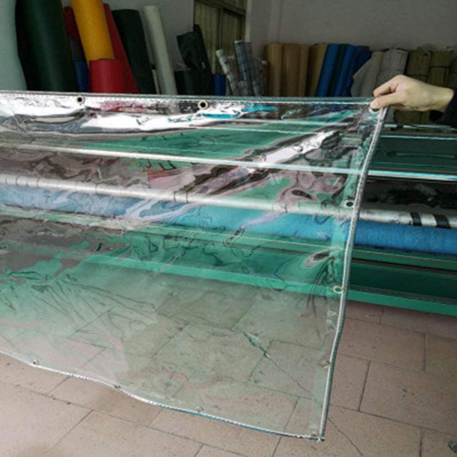 ZLYWE Klar Glas Plastik Plane Transparent Wasserdicht Wasserdicht Schwerlast Plane Wasserdicht Abdeckplane Transparent Mehrzweck, Anpassbare Größe (2.5x5m) Garten