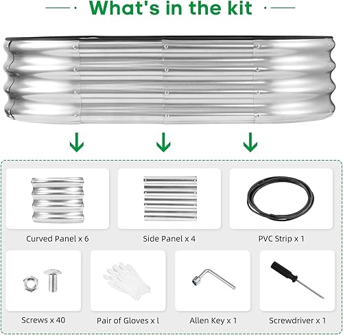 Vista 10 de JERIA Jardinera elevada, galvanizada elevada de 2 x 2 x 1 pies, para exteriores, con fácil montaje, cama de jardín redonda para verduras, frutas