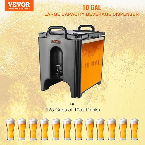 Miniatura 2 de VEVOR Dispensador de bebidas aislado, 10 galones, servidor de bebidas frías y calientes LL9450UP de grado alimenticio, enfriador dispensador de