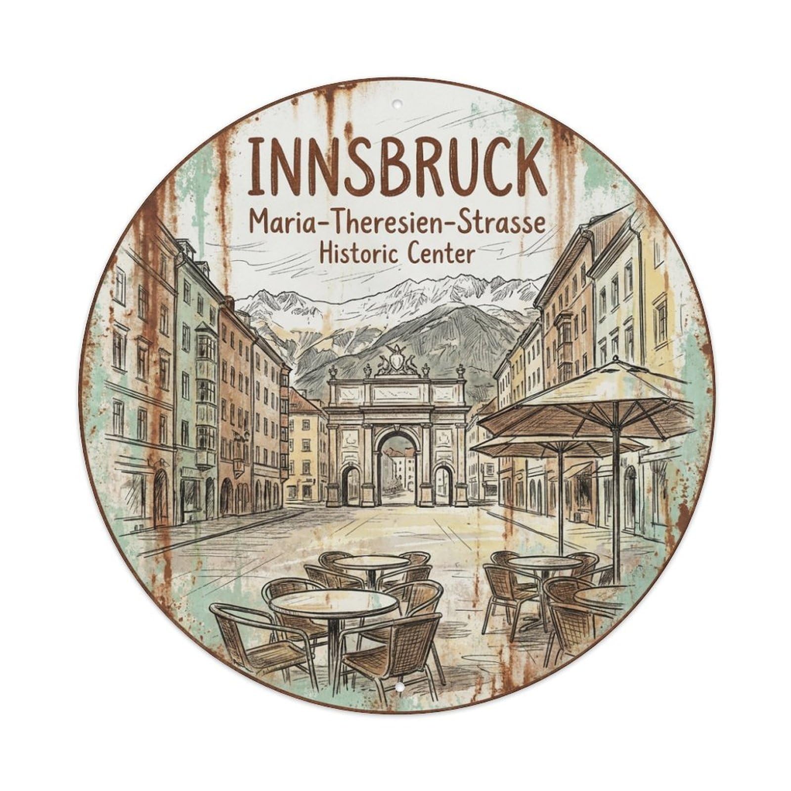 Vintage Travel Innsbruck Austria Picturesque Metal Tin Sign