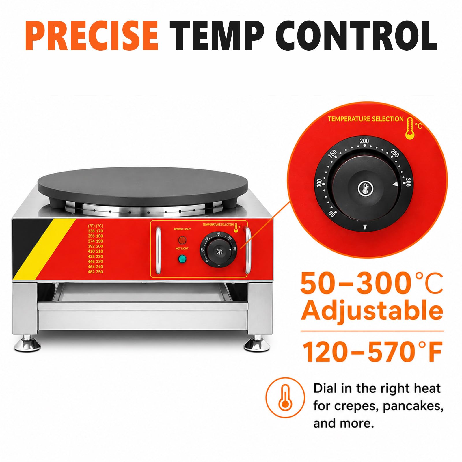 Crêpier Électrique Commercial 220V, Plaque à Crêpes de 16 Pouces