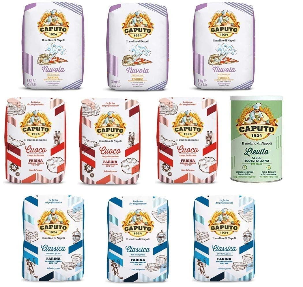 Pacchetto di prova Farina Molino Caputo Nuvola Classica Cuoco Pizzamehl (9 x 1kg) + 1 Caputo Lievito Hefe