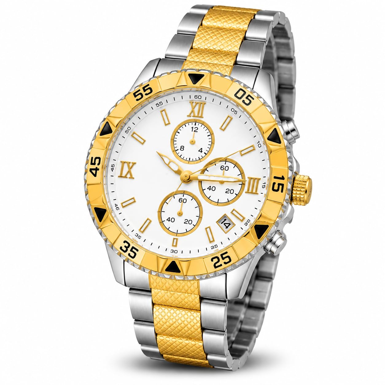 Men's Premium Analog Wrist Watch with Stainless Steel Strap, White Dial, Roman Numeral Markers, Date Display, Luxury Fashion Watch for Office, Casual-picture-38
