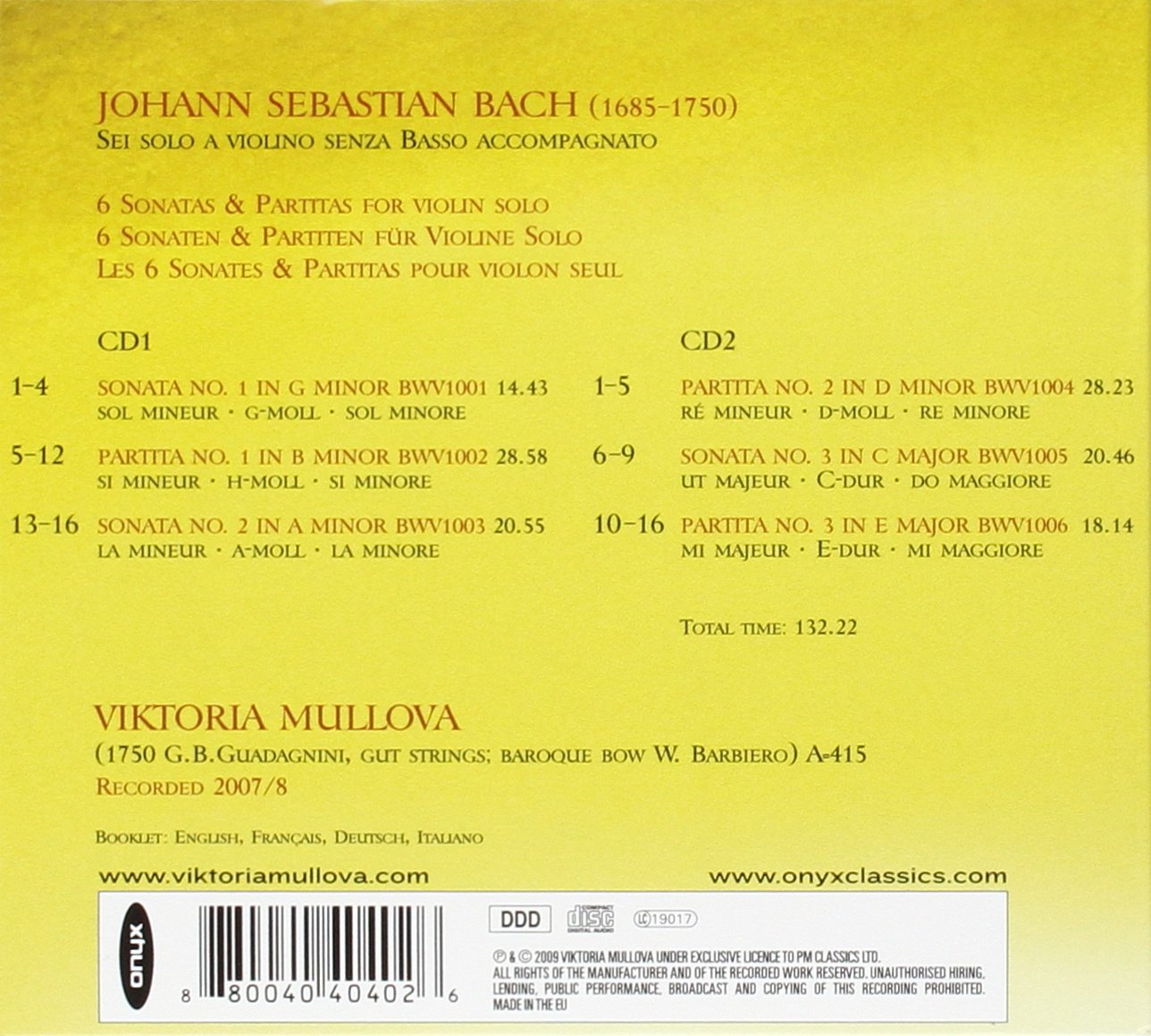 Bach : Sonates et Partitas pour violon seul
