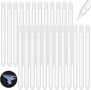 24 Pieces Fabric Marking Pens Disappearing Erasable Ink Fabric Marker Pen White Water Soluble Ink for Quilting, Dressmakin...