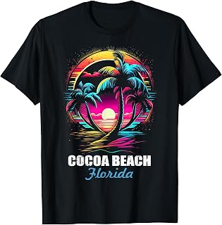 Retro Cocoa Beach Florida Sunset Vintage Vacation Souvenir T-Shirt