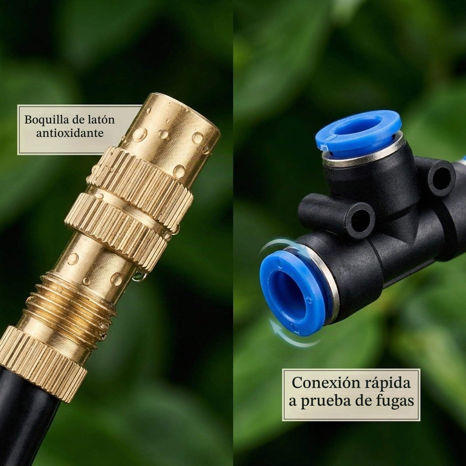 Sistema de riego Automático 30m, 16 Boquillas Orientables, Kit de Nebulización 6mm de Latón, Ahorro de Agua para Jardín, Invernadero y Terraza, Instalación Sin Herramientas