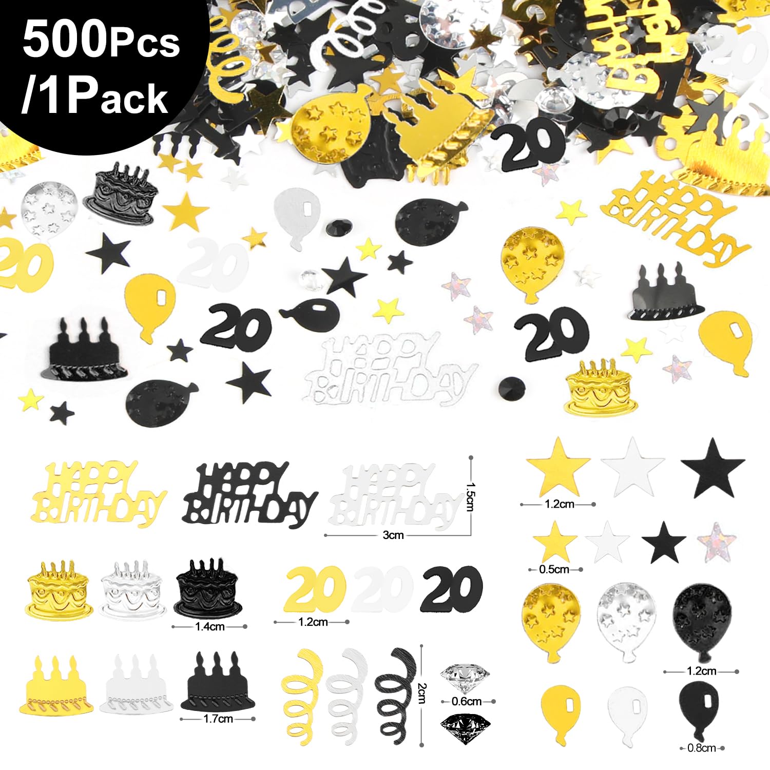 Verjaardagskaart 20 jaar ballonnen en confetti