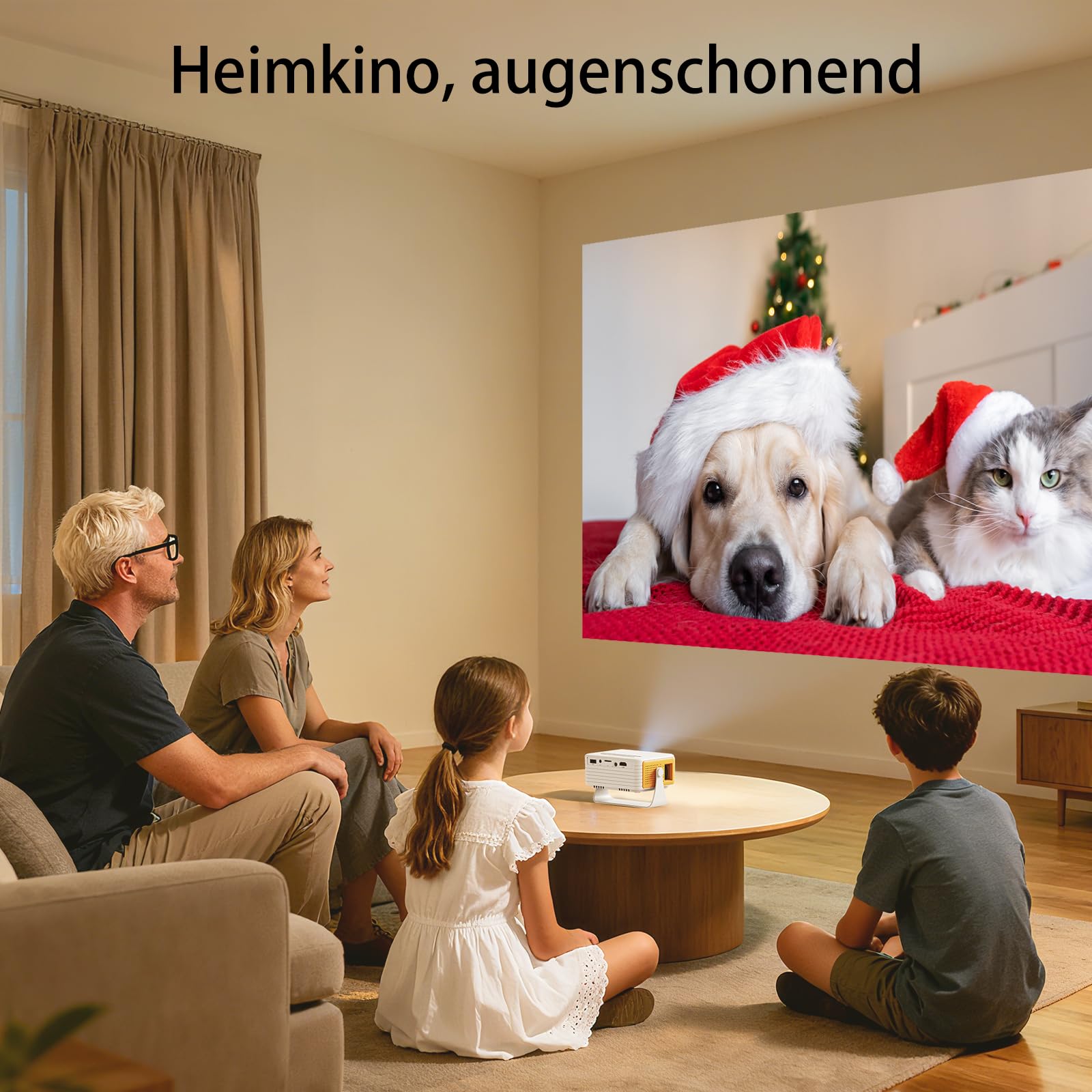 YOTON Mini Beamer Klein[180°Drehung & Auto Keystone] New Y3 Mini Projektor 1080P Unterstützt 15000L, 50% Zoom Tragbarer Beamer für Heimkino Schlafzimmer Kompatibel mit HDMI/USB/Phone/PS5/TV Stick
