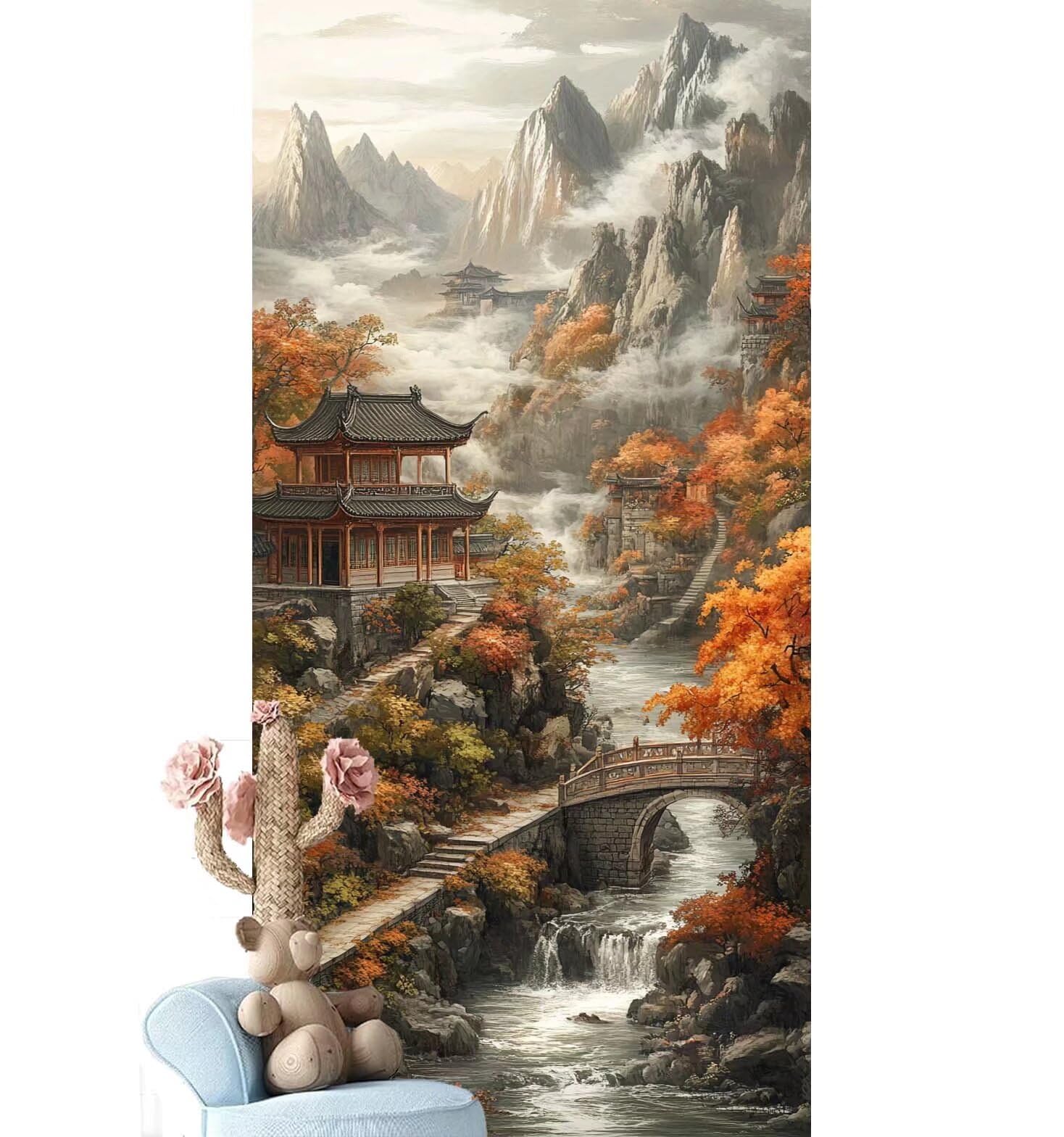 Dipingere con i Numeri per Adulti Bambini, Paint by Numbers con Pennelli Pittura a Pigmento Acrilico, Fai Da Te con Kit, Decora la casa Regalo (Senza Cornice)- Foresta,Paesaggio 80x220cm V-815