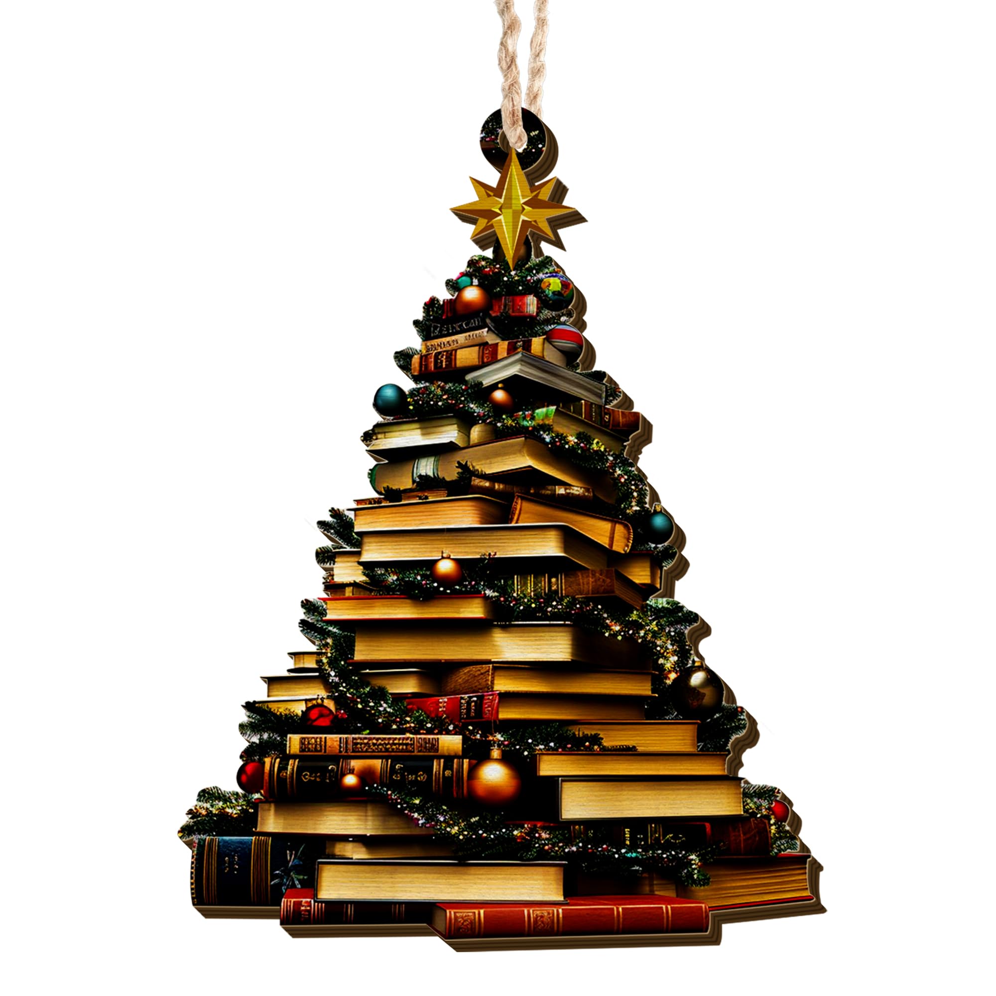 GAUDORA Book Lovers Gifts for Women, Men - Christmas Ornaments 2024, Bookshelf Decor, Club Gifts for Readers, Nerd, The Librarians - Not 3D, Christmas Decorations Wooden Ornaments