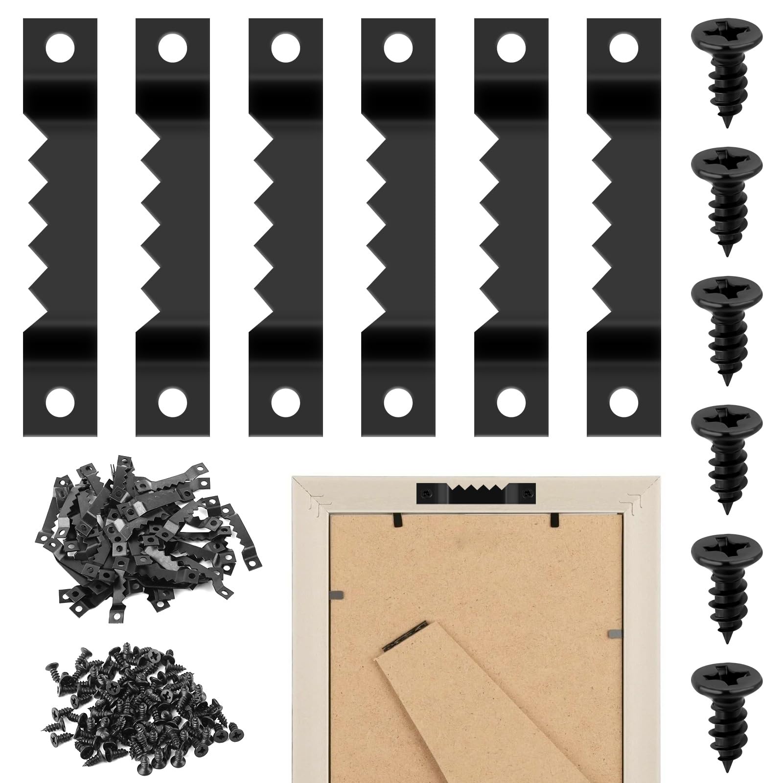 Lot De 100 Crochets De Suspension Pour Cadre Photo Avec Vis, Crochets En Dents De Scie Pour Fixer La Peinture, Les Travaux Manuels, Les Horloges, Les