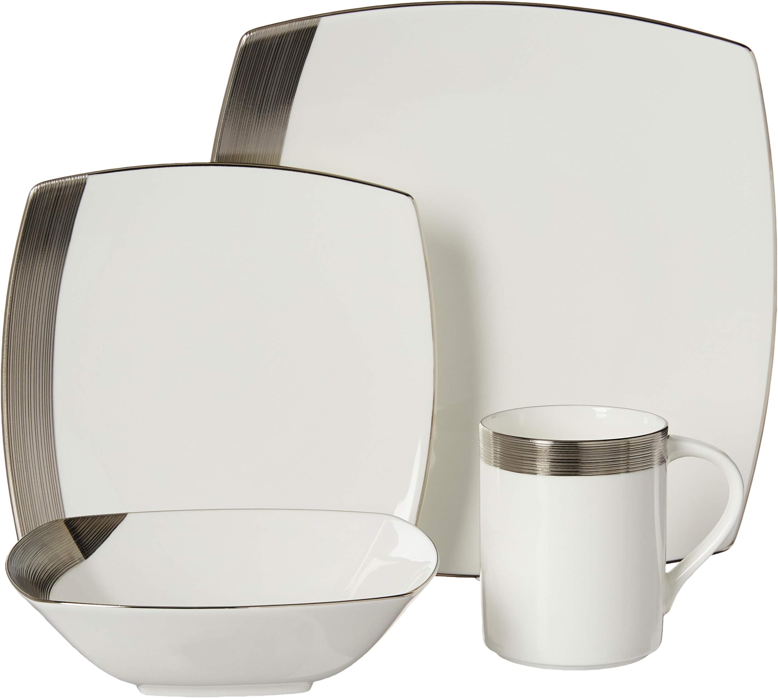 Mikasa Ridge Square Platinum 4-Piece Place Setting, Service for 1