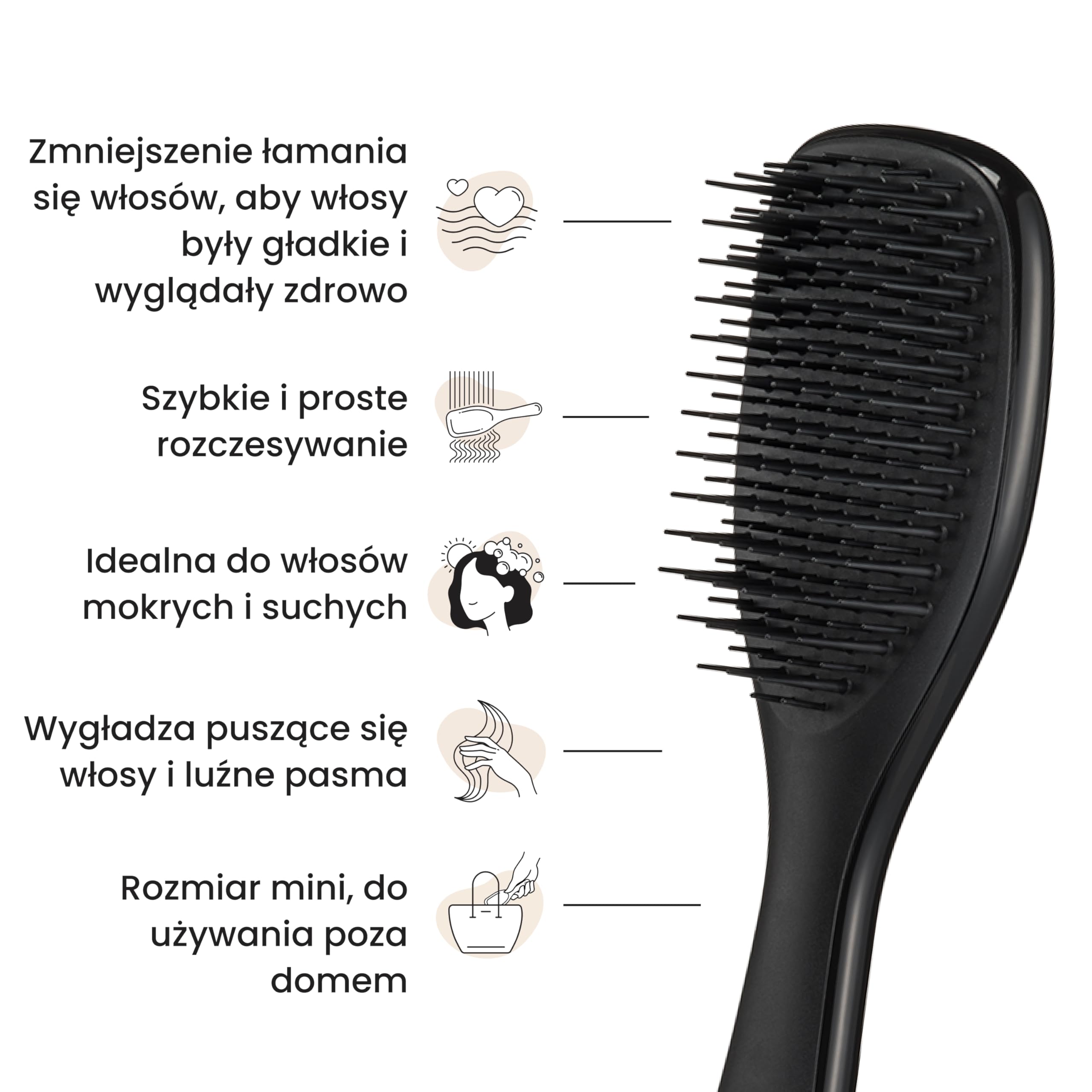 Tangle Teezer Mini Ultimate Detangler - do włosów mokrych i suchych - szczotka do rozczesywania do wszystkich rodzajów włosów - idealna szczotka dla dzieci i w podróży - Czarna