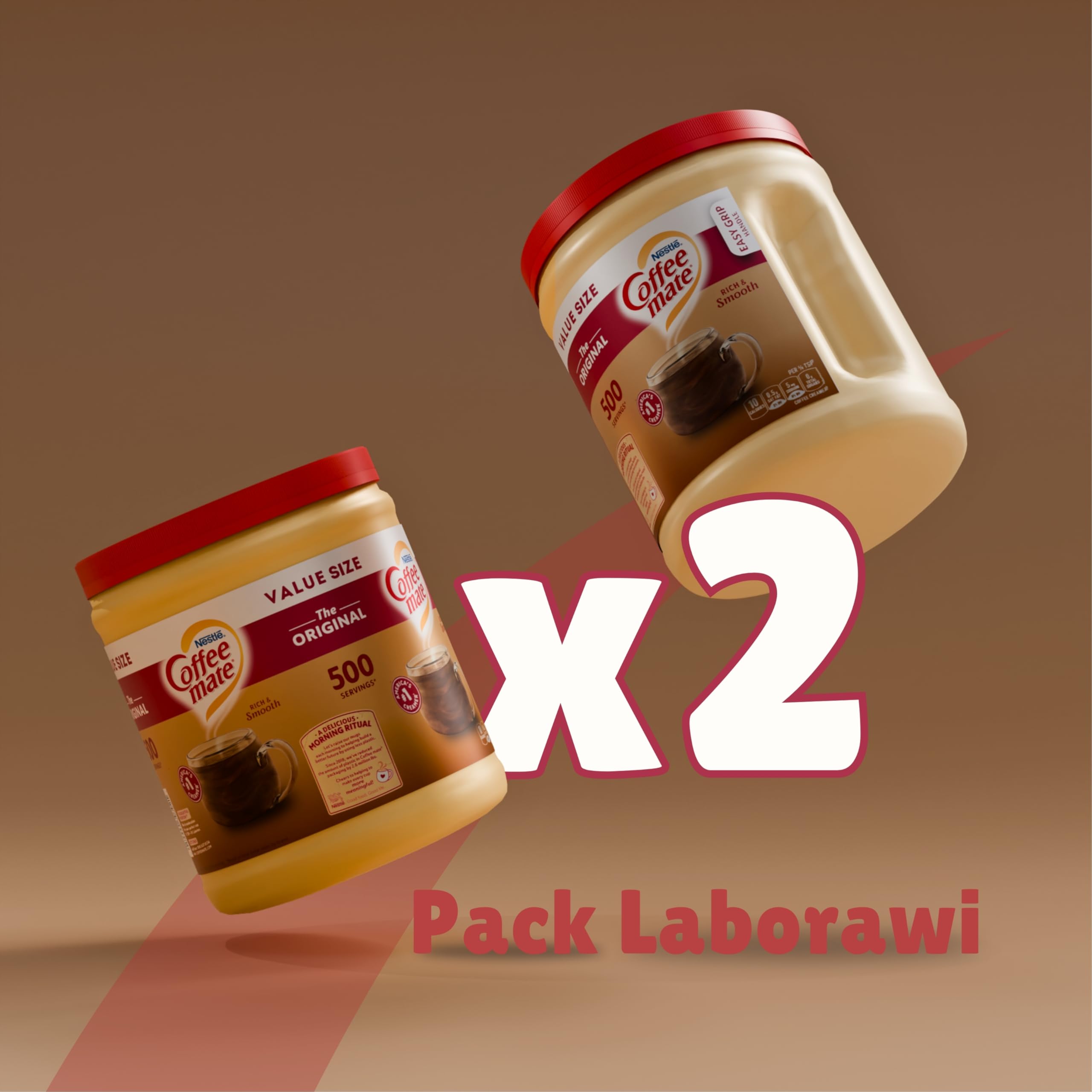 Coffee Mate 2kg – Crema en polvo para café, alternativa a la leche, hace tu café más cremoso – Pack Laborawi (2 x 1kg)
