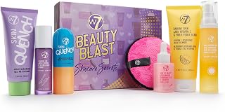 W7 Beauty Blast Skincare Secrets 7-Piece Set: Full-Size Vitamin C Routine with Cleanser, Serum, Day Cream, Eye Cream & More for Radiant Glow