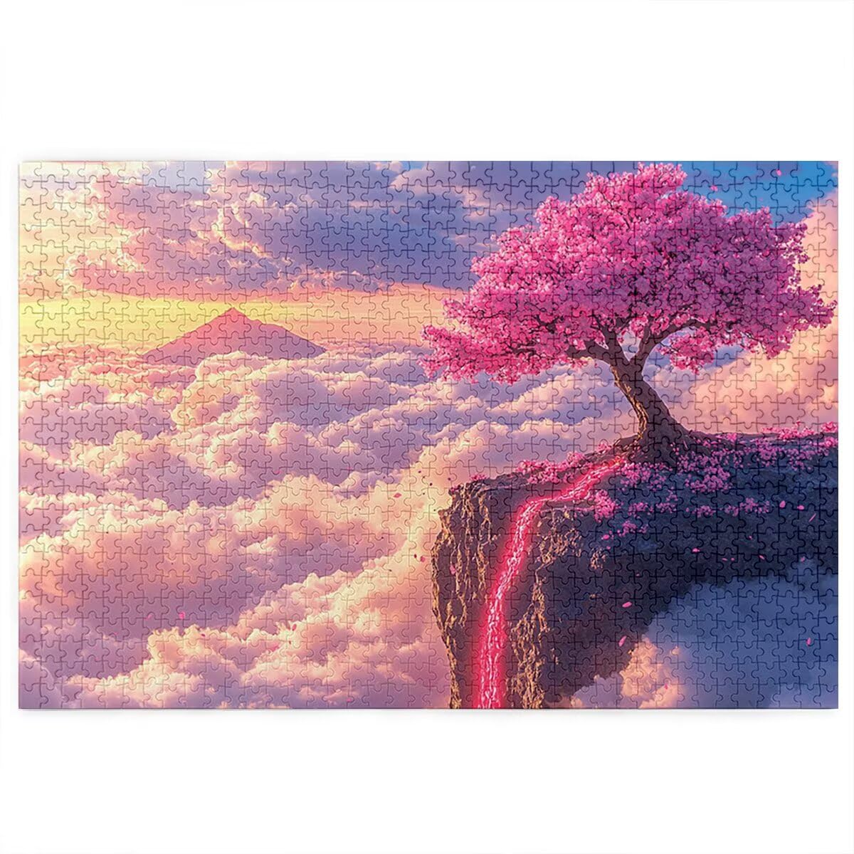 Puzzle Krajobraz, Puzzle 1500 sztuk Wymagające drewniane drzewo dla dorosłych, rozmiar: 87 x 57 cm, gra edukacyjna DIY z pudełkiem na prezent dla dorosłych, łamigłówka do dekoracji domu, prezent dla