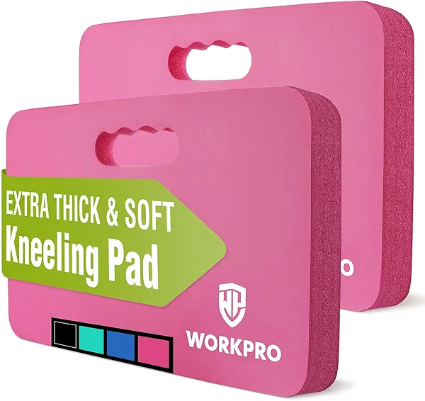 WORKPRO Extra Thick Kneeling Pad, 2-Pack, Soft Foam Cushioning for Knee, Large Foam Kneeler Mat for Gardening, Bathing Baby, Workout Supplies, 17.5 x 11 x 1.5 in, Pink