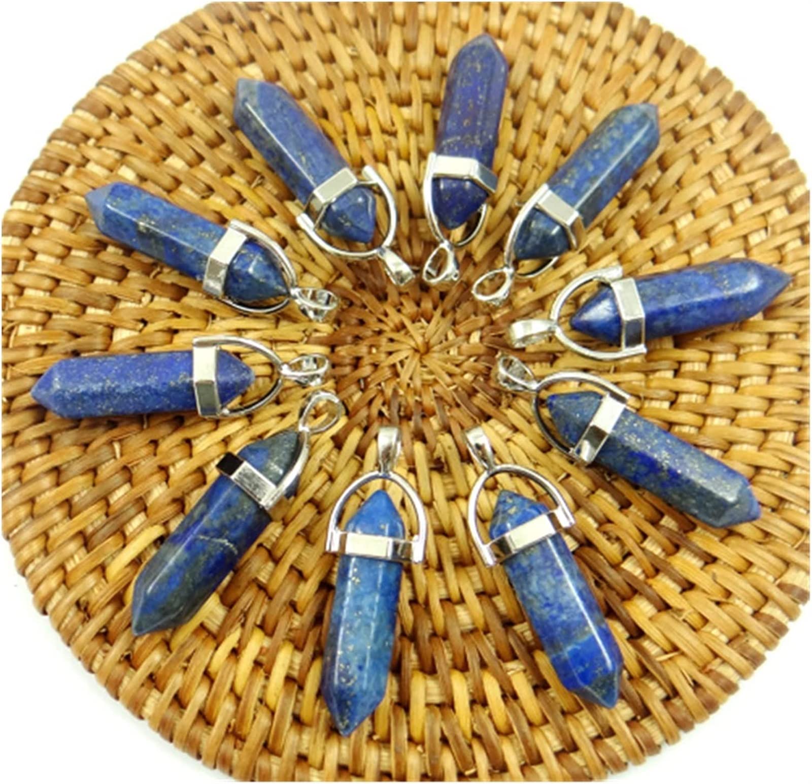 Domowe Kolekcje Minerały Kamienie Naturalny Kamień Kwarc Kryształ Urin Opal Lapis Turkus Sześciokątny Charm Przyczepa do DIY Biżuteria Naszyjnik Kryształowe Kamienie Dekoracja (rozmiar: NR 6)