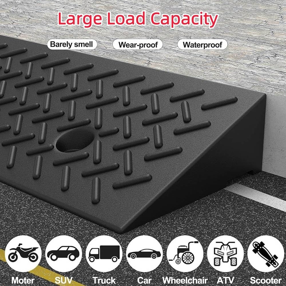 Rampe De Seuil De Garage 5cm 9cm 12cm 15cm Rampe De Trottoir en Caoutchouc Antidérapant, Rampe De Bordure pour Fauteuil Roulant, Allée, Véhicule(100x30x10cm/39.37x11.81x3.94in)