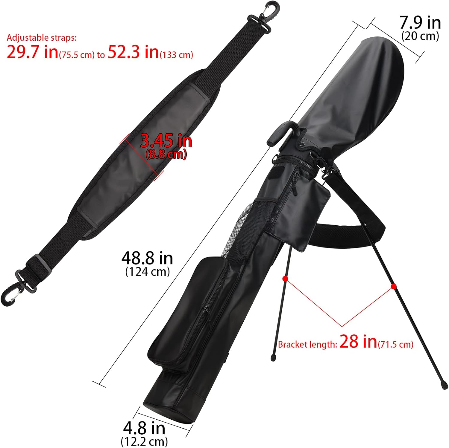 Black Golf Carry Bags Lightweight with Stand (with Stand) : Sports & Outdoors