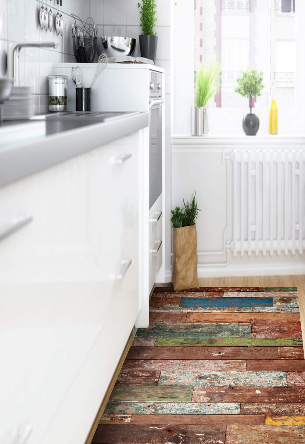 VINILIKO Industrial Wood Tapis en Vinyle Multicolore, 50 x 100 cm
