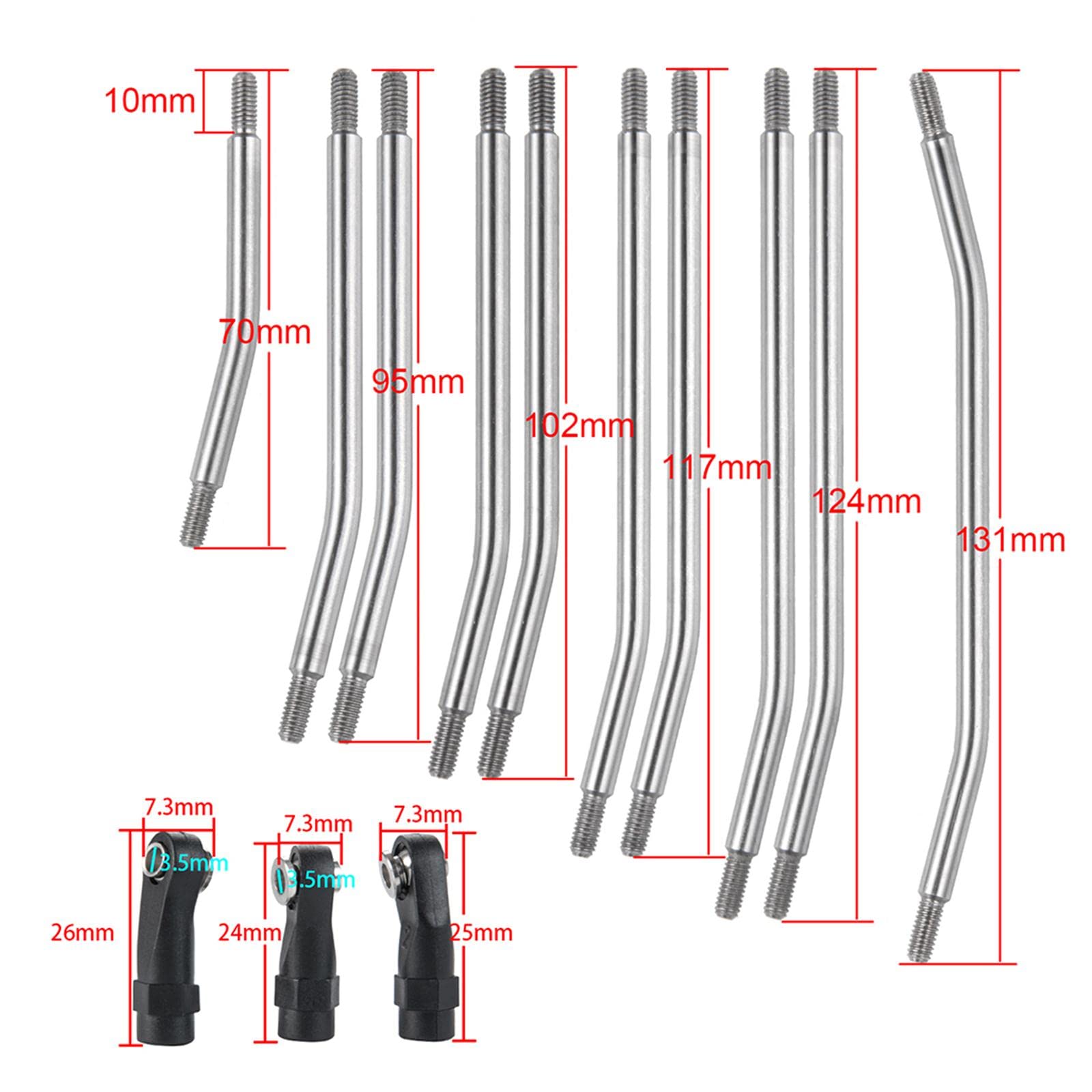 10 Pezzi Asta di Collegamento Auto Rc Accessori Metallo Plastica Parti Sostitutive per Migliorare Stabilità E Resistenza Adatto a Modellismo 1 10