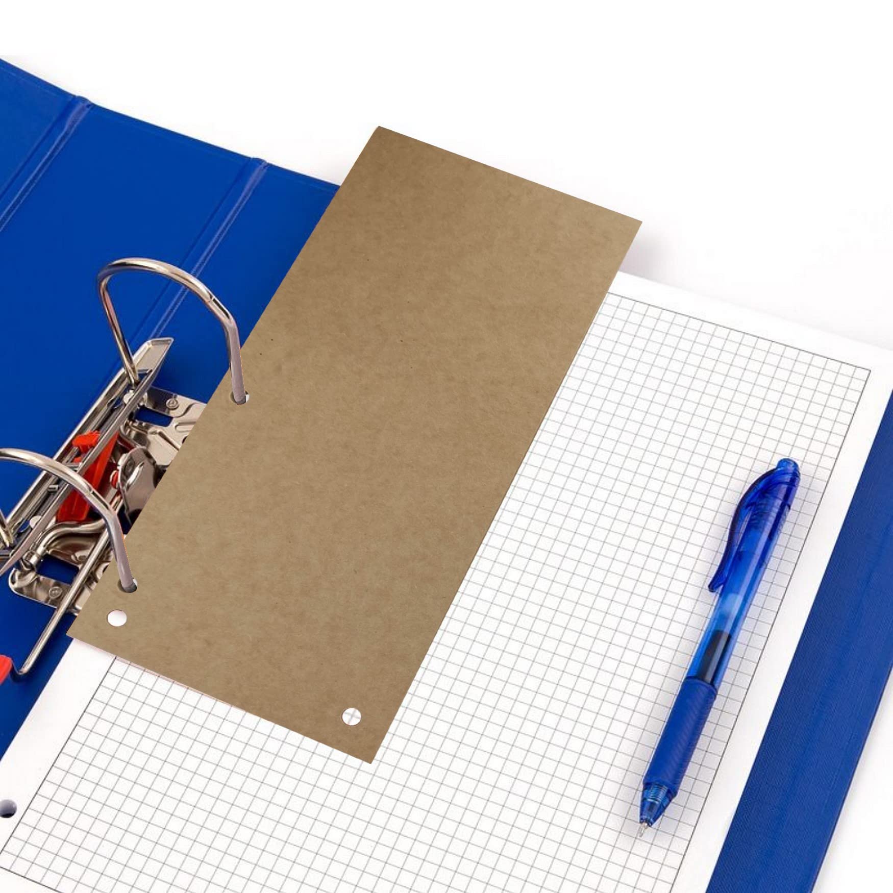 D.RECT 50 Kartonowych Pasków Dzielących 10,5x23,5 cm Zakładki Dzielące Arkusze Dzielące Segregator 300g/m² Papier Kraft