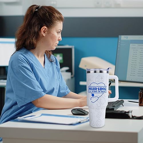 Miniatura 9 de Vaso de 40 onzas con asa y tapa con popote a prueba de fugas, regalo inspirador de cumpleaños para el Día de la Madre para mujeres, hombres,