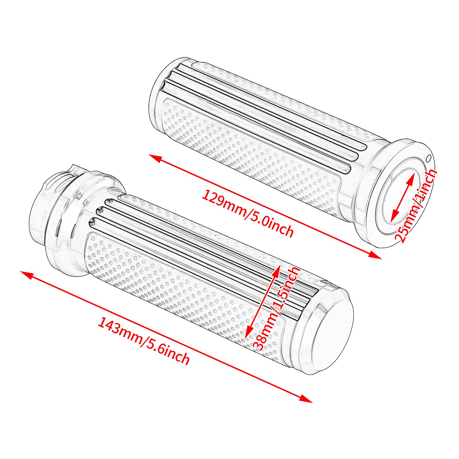 Poignées Guidon Defiance 25 Mm Chromées Pour Harley Touring, Dyna, Softail - Look Custom & Confort