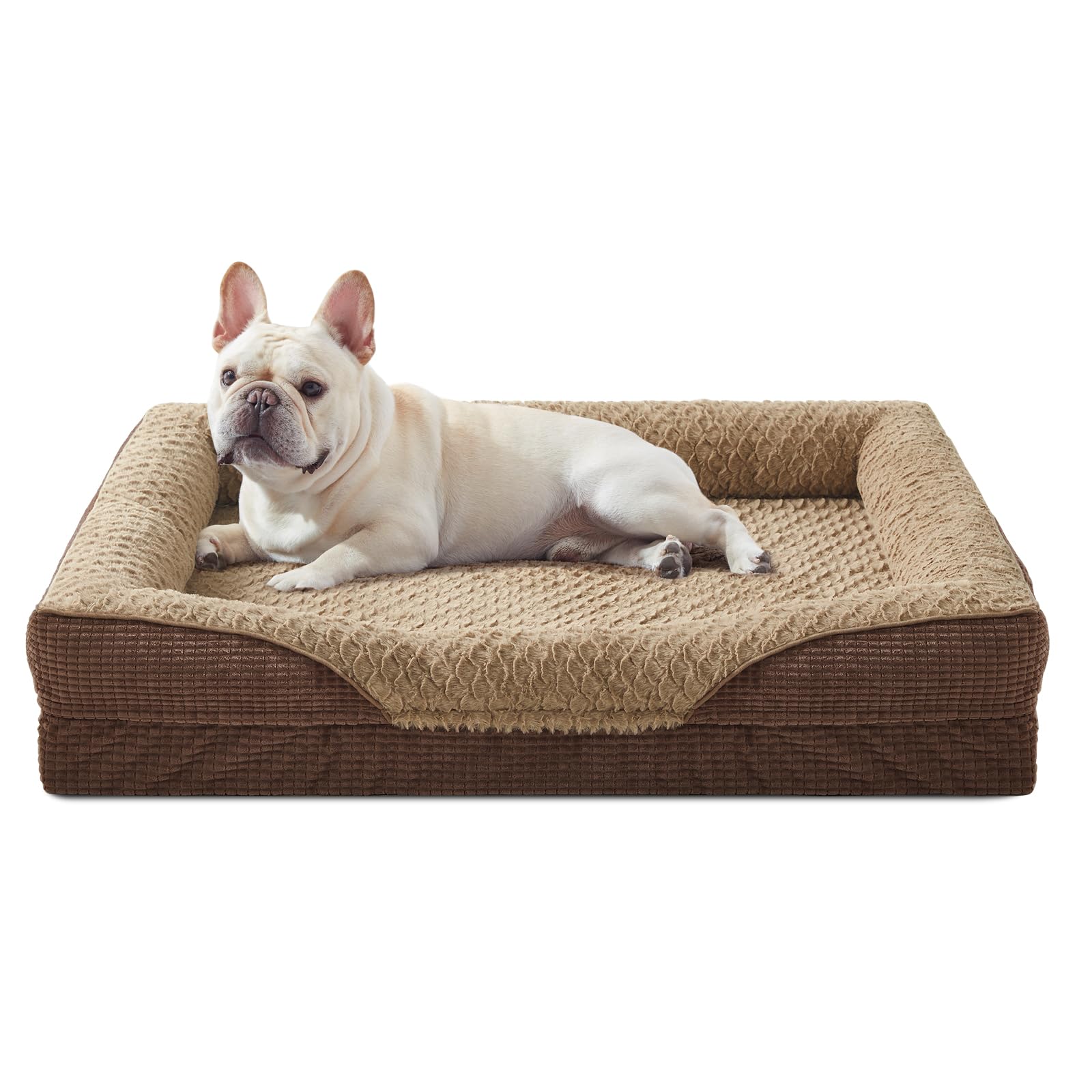 Orthopedic Dog Bed Medium Size, Washable Egg-Crate Memory Foam Dog Couch Bed with Washable Removable Cover, Waterproof Lining and Nonskid Bottom