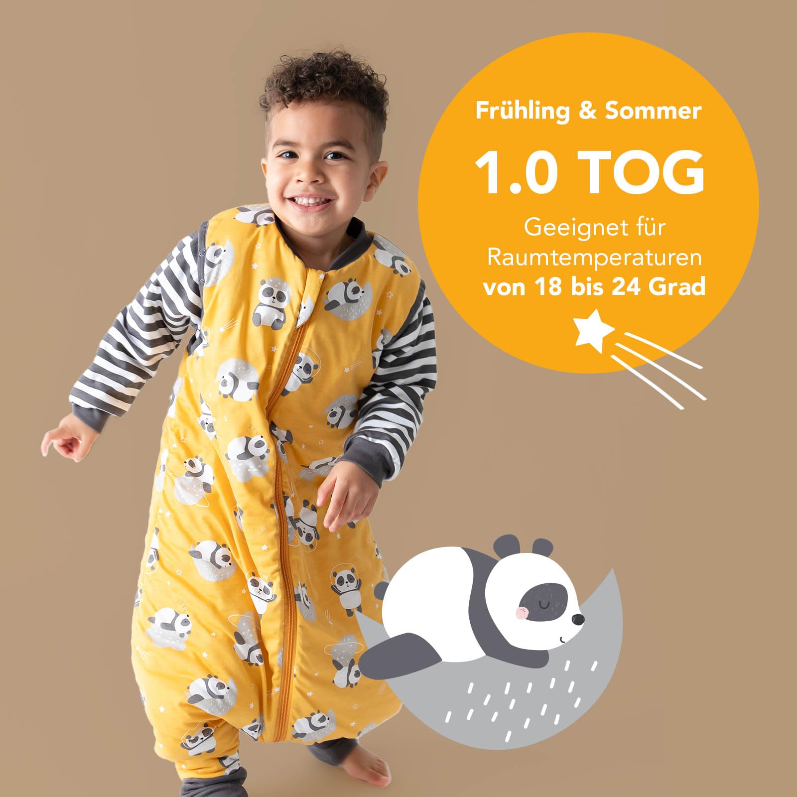 schlummersack Baby Kinder Schlafsack Übergang | mit Füßen, umklappbaren Bündchen und abnehmbaren Ärmeln, leicht gefüttert, Sommerschlafsack, 1.0 Tog