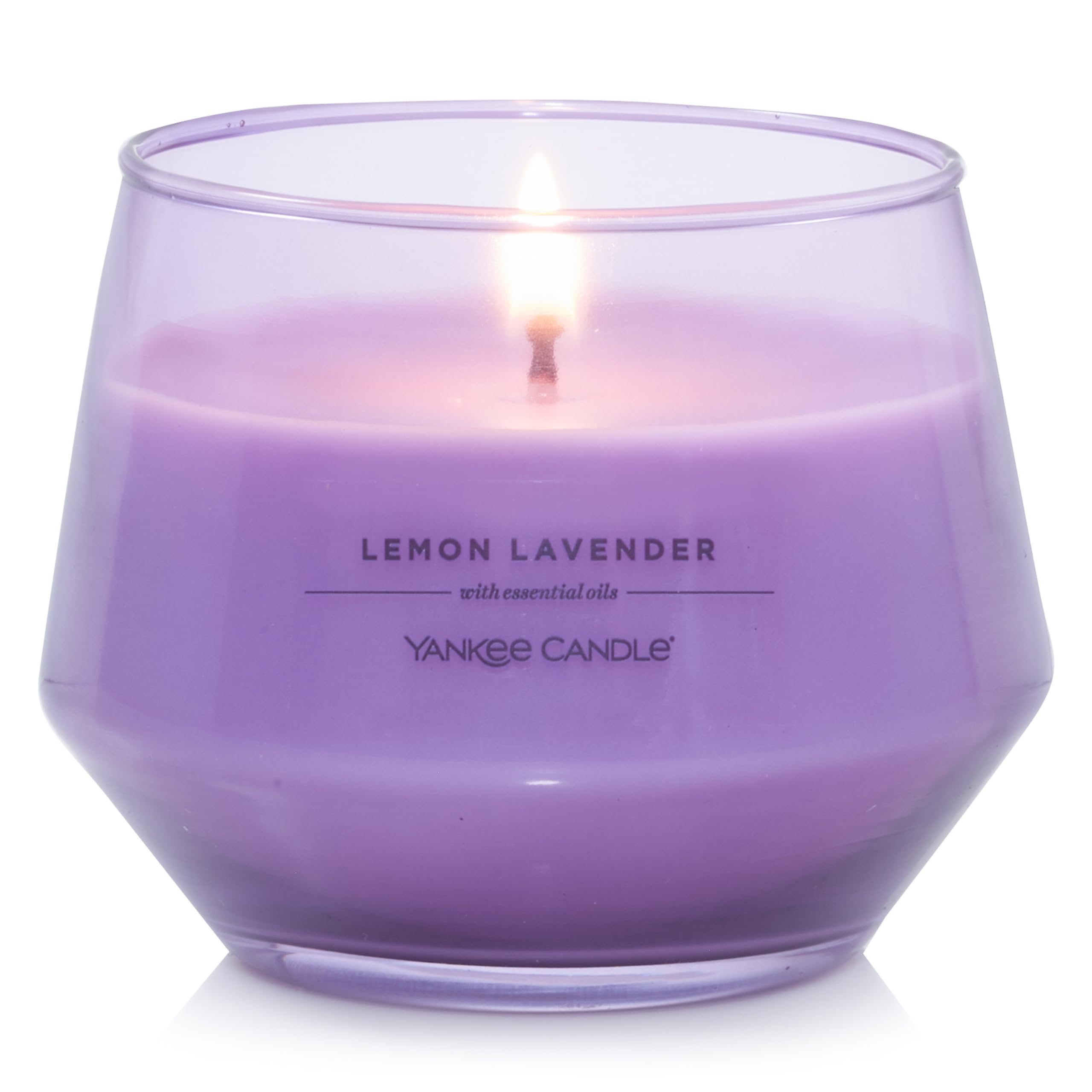 Yankee CandleStudio Scented Candle Lemon Lavender Medium Candle Long Burning Candles: 35-50 Hours Stylish Glass Vessel Design with Purple Wax Perfect Gifts for WomenGifts for MumWedding Gifts & More