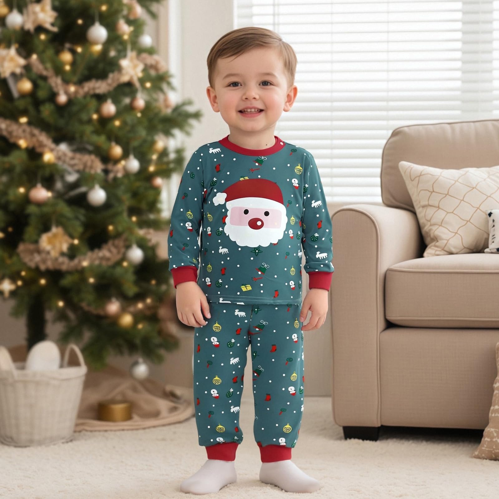 Babykleidung Baby Jungen Weihnachten Weihnachtsmann Druck Kleidung Set Langarm Sweatshirt + Hose Outfit Kleinkinder Winter Kleidung