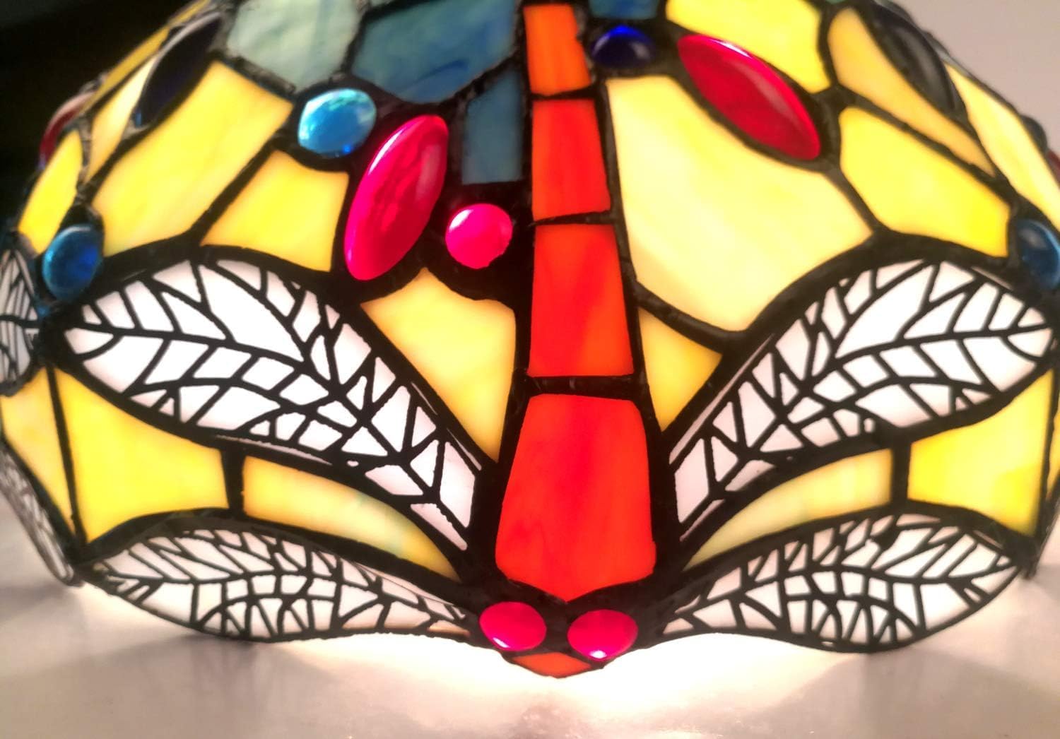 Upgraded Tiffany Style Stained Glass Dragonfly Replacement Lamp shades Only, NA12001S, 12-Inch Diamater, Exclusion Accessories, Pack of 1