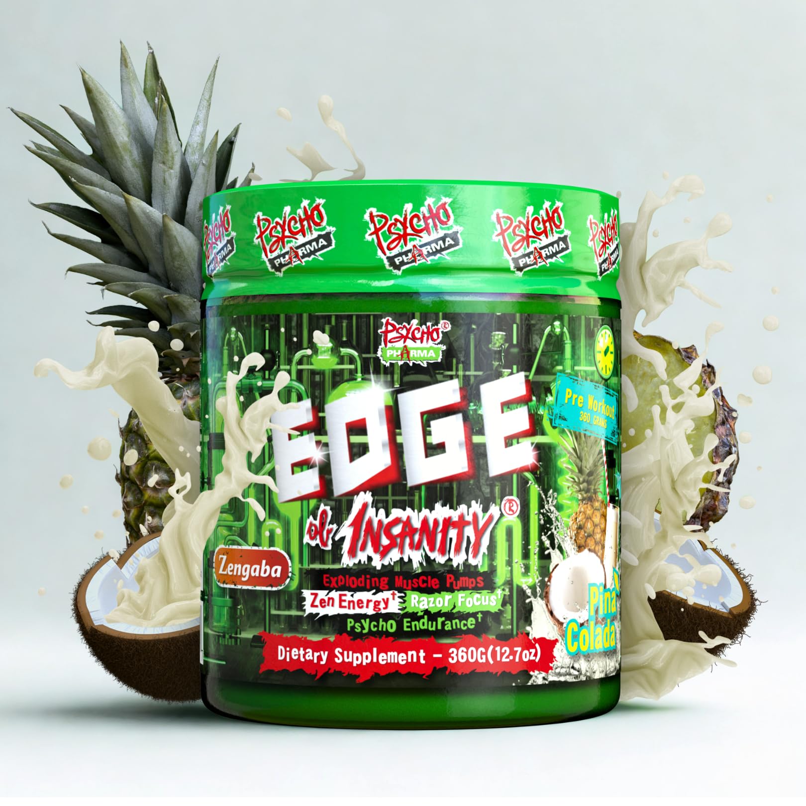 Psycho Pharma Strongest High Stim Preworkout Powder - Edge of Insanity - Most Intense Pre Workout Supplement for Pumps, Strength, Energy and Feel Good Focus. Rivals Famous PWOs of The Past