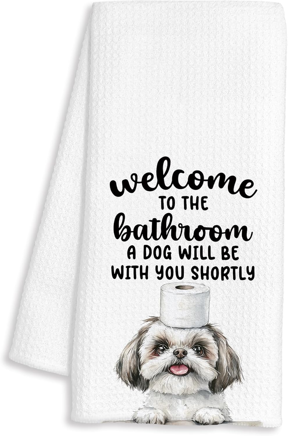 Funny Shih Tzu Hand Towels for Bathroom Decor, Dog Lover Gifts for Women Men, Shih Tzu Gifts Decorative Hand Towels for Bathroom Restroom Room, 16x24 Inch