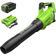 Greenworks 40V (130 MPH / 550 CFM ) Brushless Axial Leaf Blower, Ultra-Powerful for Wet Leaves, Heavy Debris, Gravel and Driveway Snow, Includes 4.0Ah Battery and Charger