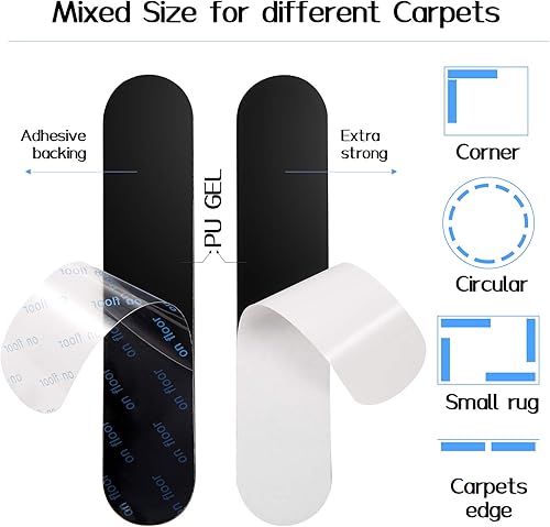 Miniatura 3 de 32 piezas de alfombras antideslizantes para alfombras, protectores de alfombras adhesivas y lavables, tapete de agarre antideslizante para suelos de