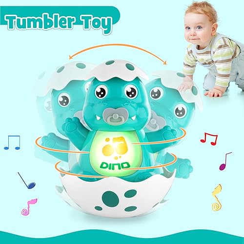 Miniatura 3 de Tacobear Juguetes para gatear para bebés de 6 a 12 años, 12 a 18 meses, juguetes de luz musical para bailar con dinosaurios, juguetes para aprender
