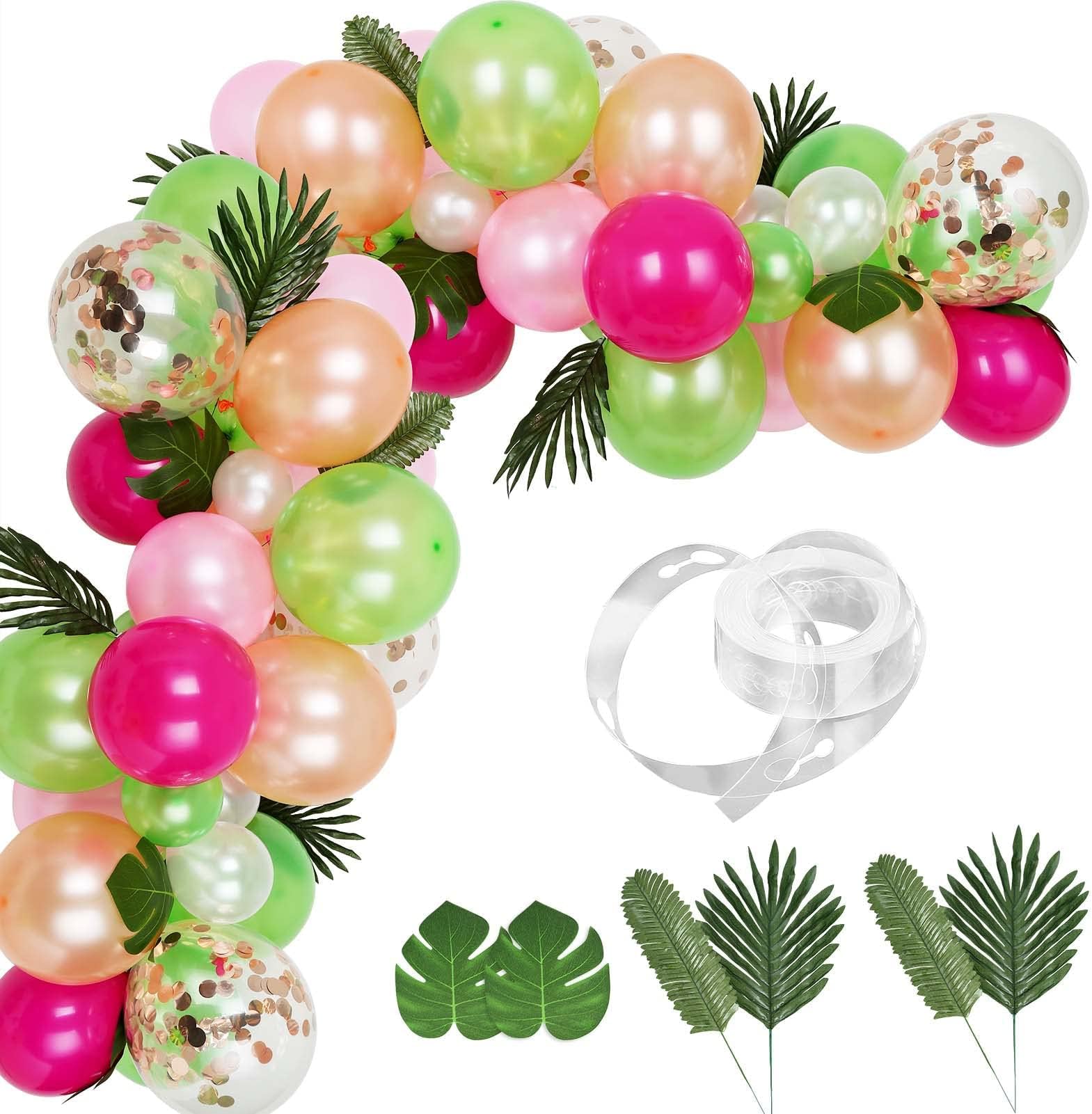 Auihiay 83 Pieces Tropical Balloons Garland Kit DIY Luau Balloon Arch Garland with Tropical Leaf and Balloon Strip for Tropical Theme Birthday Party Baby Shower