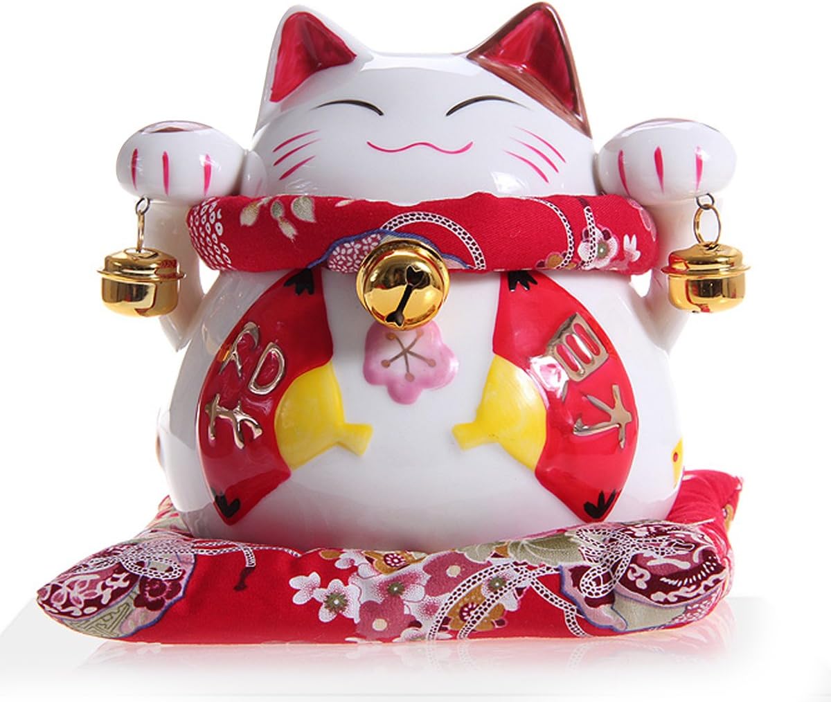 Parma77 White Ceramic Maneki Neko Money Lucky Cat