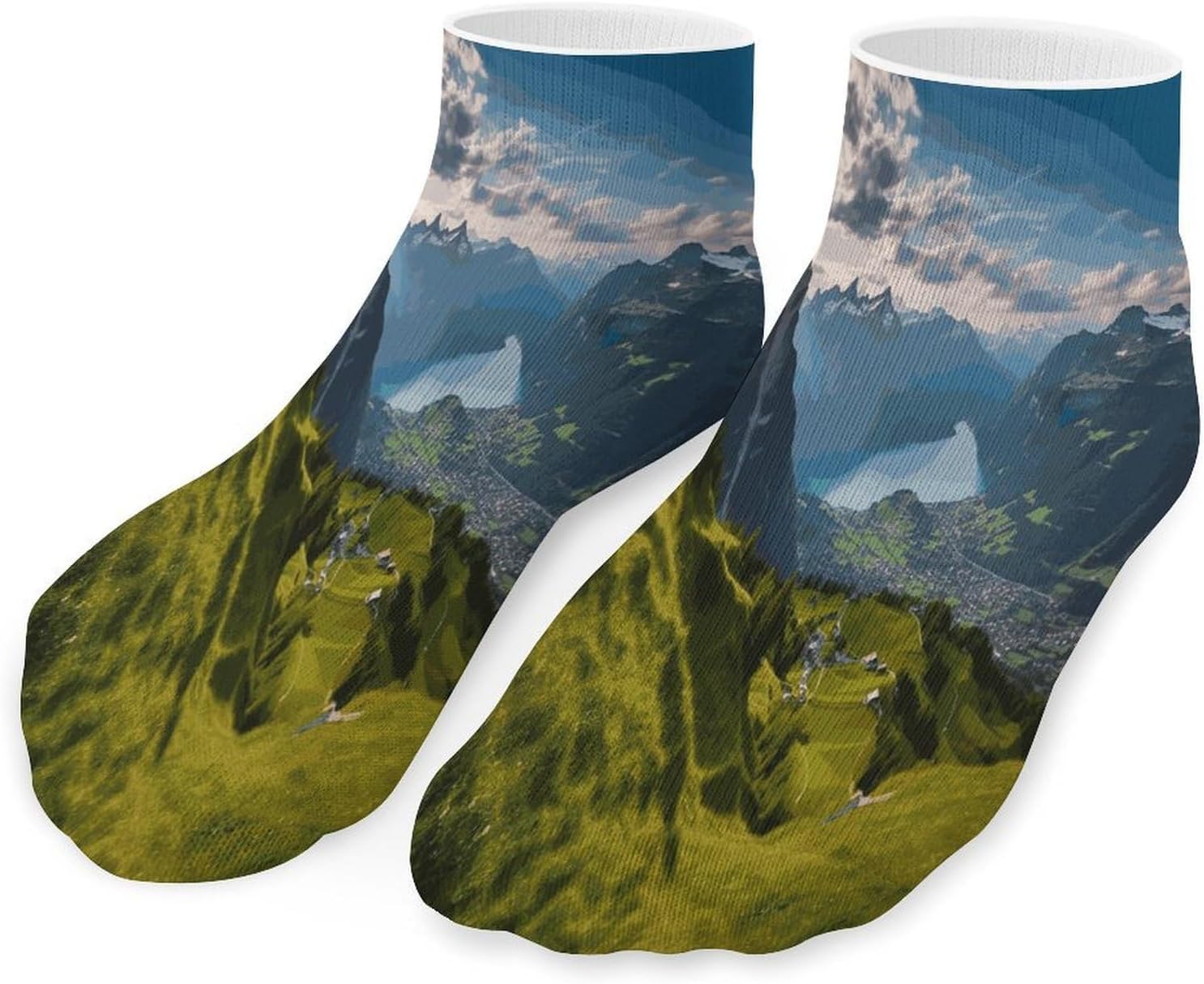 Switzerland Alps Ankle Socks for Men Women 5 Pairs | Comfortable Casual Low Cut Socks, Lightweight No Show Breathable Athletic Socks, Soft Mini Crew Socks for All Seasons
